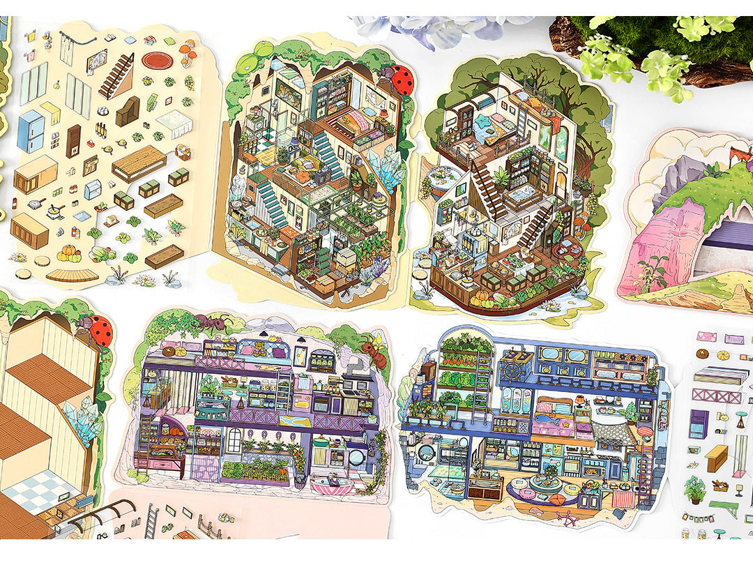 Link 50: 12 Themes Scene Stickers With Covers Scenery Journal Material Stickers