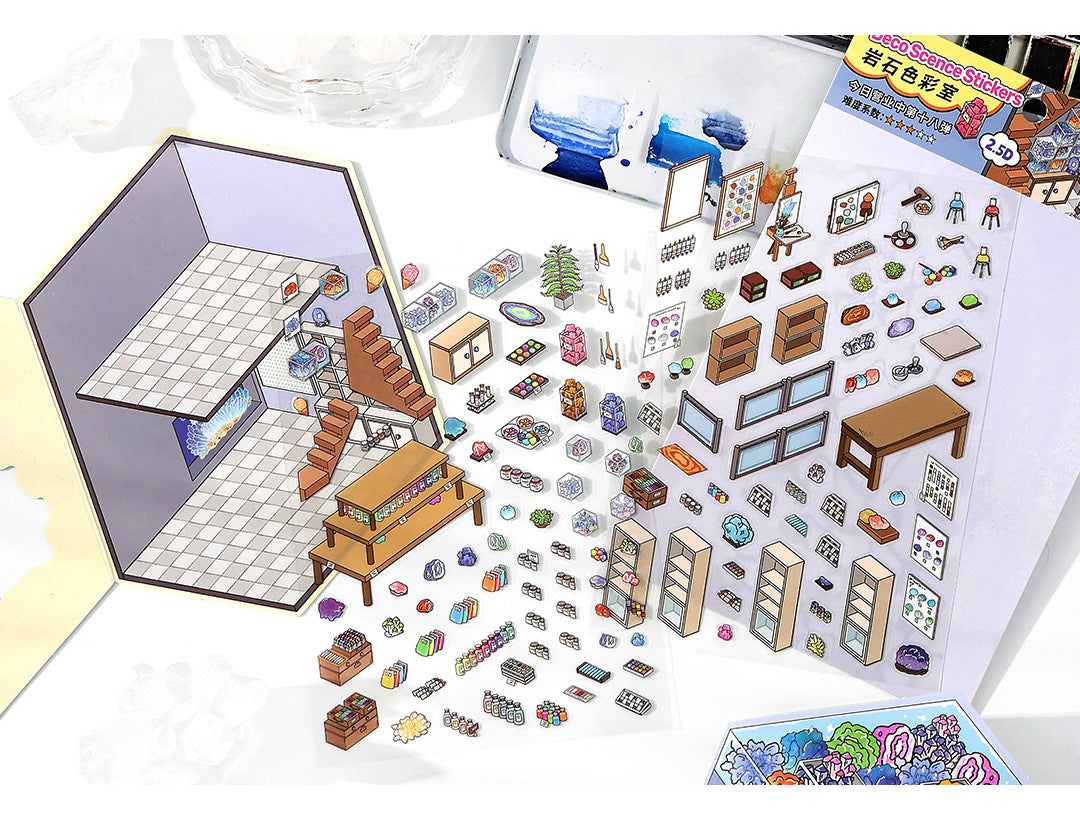 Link 50: 12 Themes Scene Stickers With Covers Scenery Journal Material Stickers