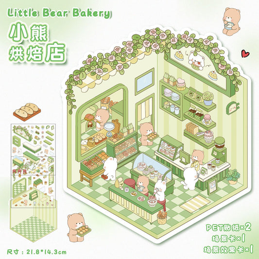 Link 33: 3D Scenery Stickers Cute Houses Collage DIY Journal Stress Relief Toy