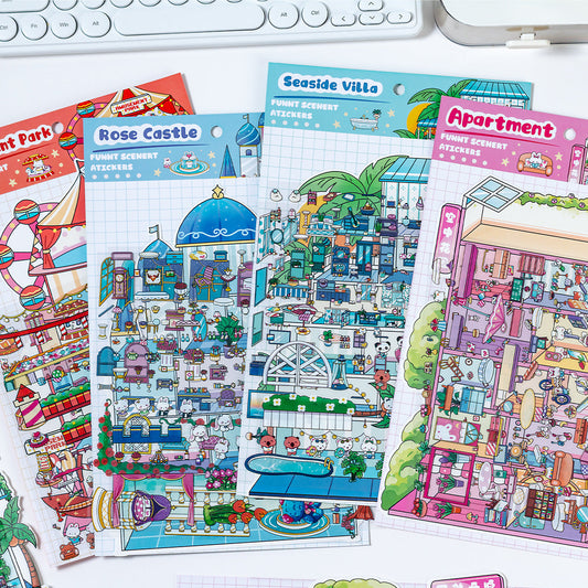 Link 31: 4 Themes Mini Town Large 3D Stereoscopic Scenery Stickers DIY