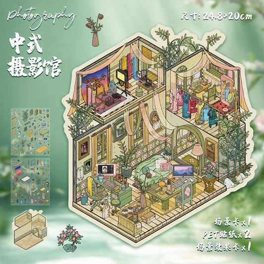 Link 34: Large Size 6 Different Villas Big Houses 3D Scene Stickers DIY Stress Release