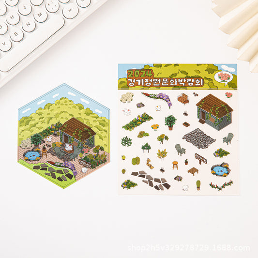 Link 37: Different Shops Themes 3D Miniature Scene Stickers  No-Cut Scene Scrapbook