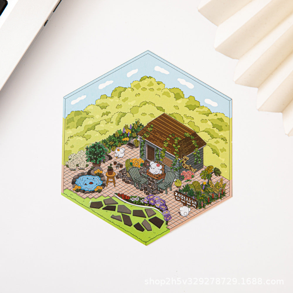 Link 37: Different Shops Themes 3D Miniature Scene Stickers No-Cut Scene Scrapbook