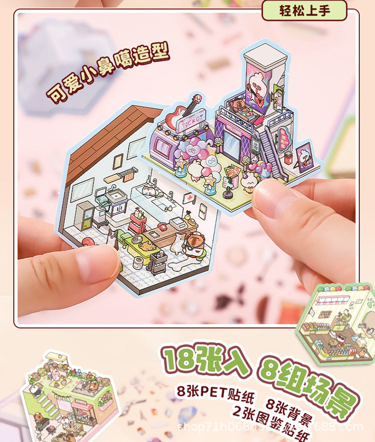 Link 45: 8 Themes in a Book 3D Mini Micro Scene Stickers Books