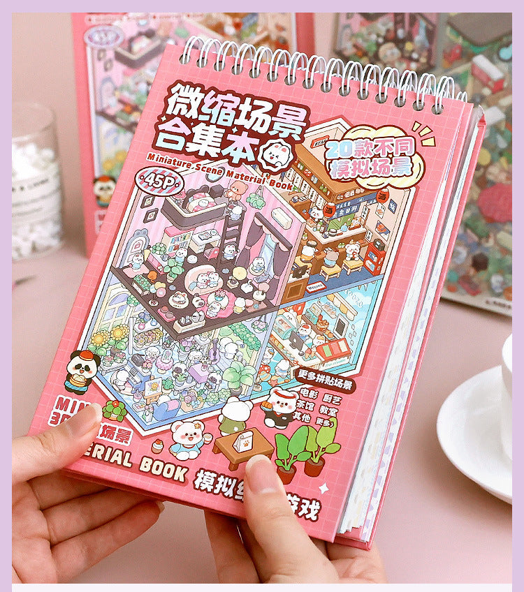Link 28: Miniature Scene Stickers Books 3D Dollhouse Girl Children's Toys DIY Scrapbook Stickers