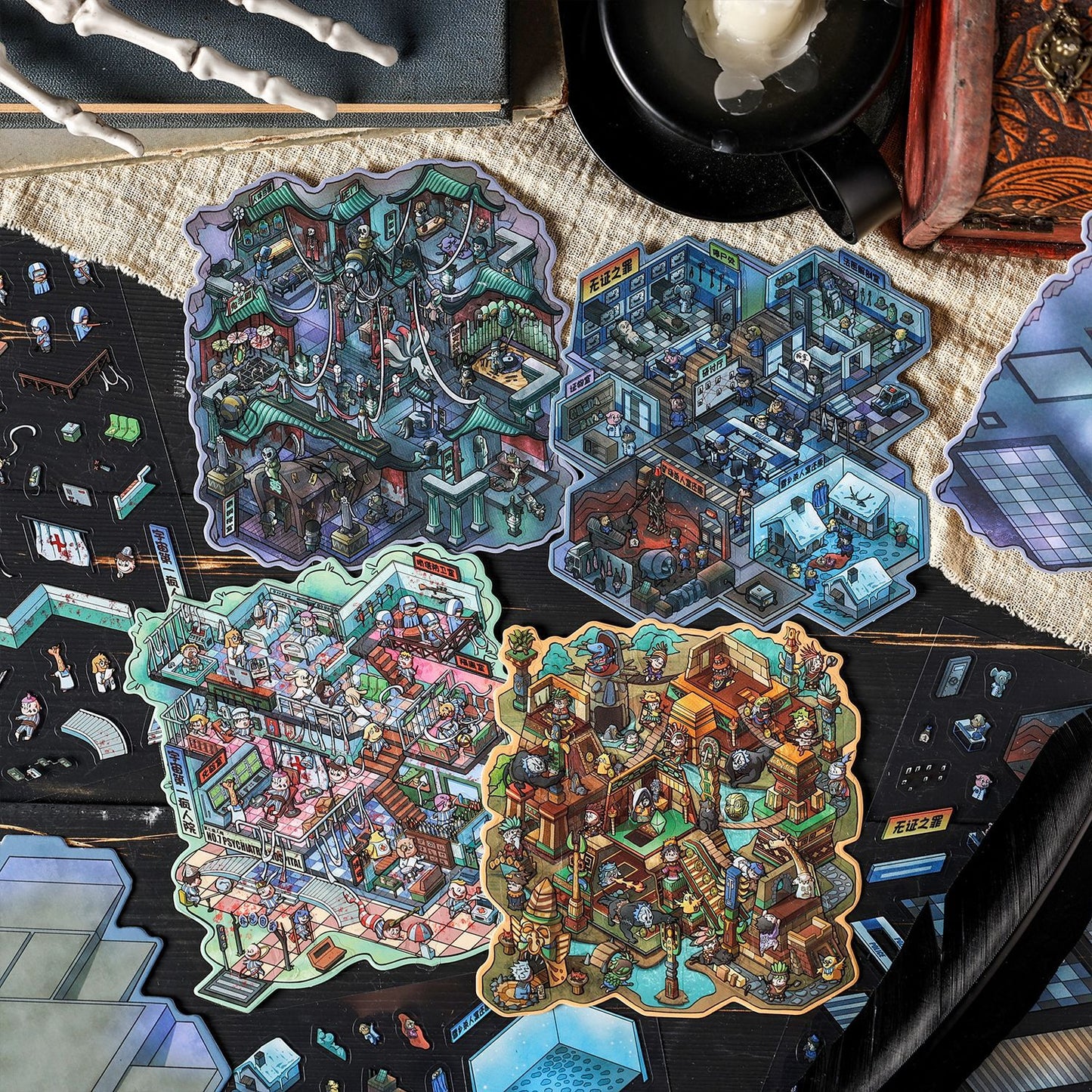 Link 49:  Spooky 3D Miniature Scene Stickers 4 Themes Scenery Stickers