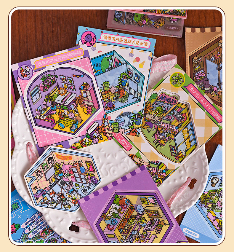 Link 46: Spooky Cute Mini 3D Scene Stickers 8 Themes 16 Sheets of Stickers In A Book