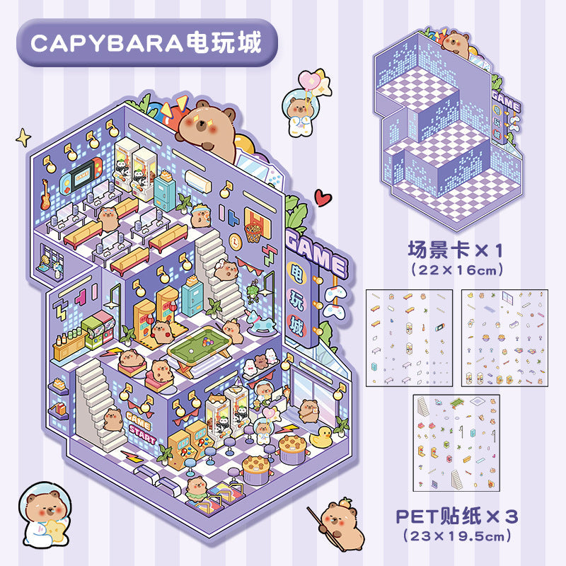 Link 15: 3 Sheet of Stickers Extra Large 3-Story Villa Scene Stickers 3D Stereoscopic Stacking Journal Stickers