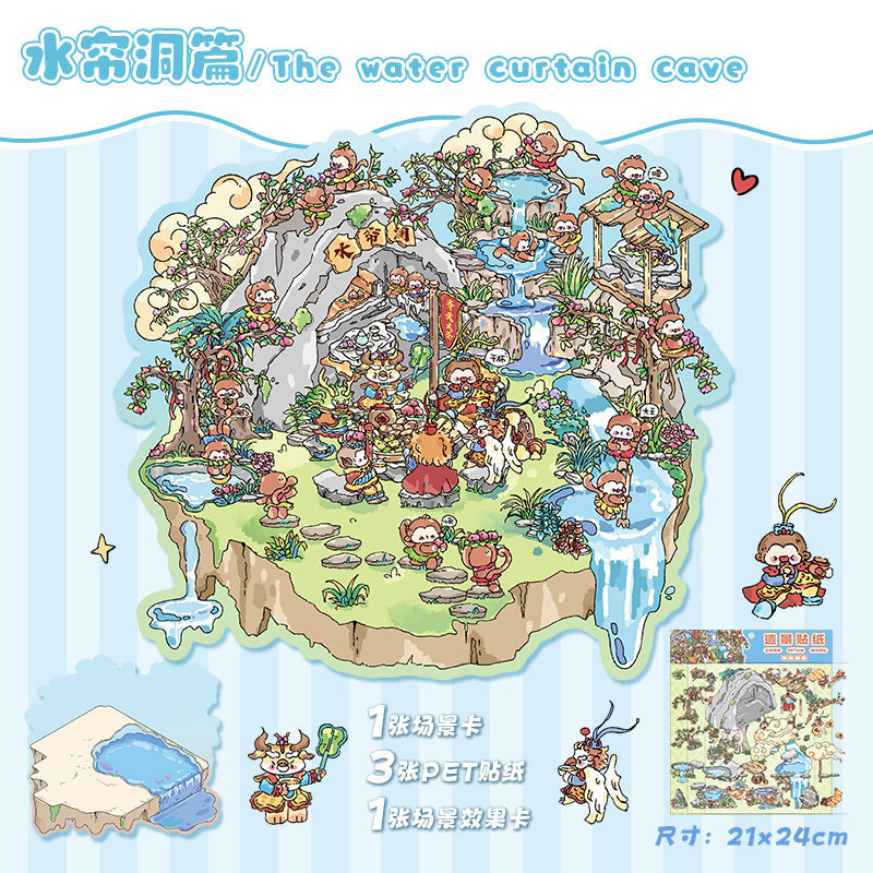 Link 12: 3D Stereoscopic Cottage Journal Stickers Miniature Scene Stickers 12 Places