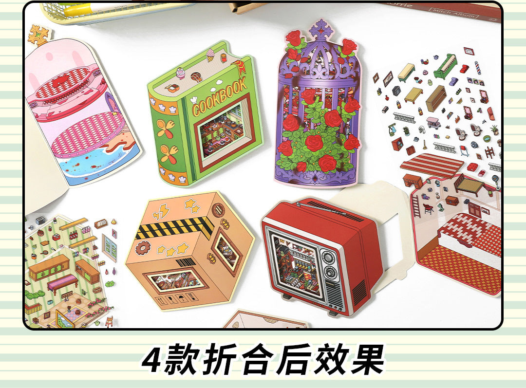 Link 50: 12 Themes Scene Stickers With Covers Scenery Journal Material Stickers