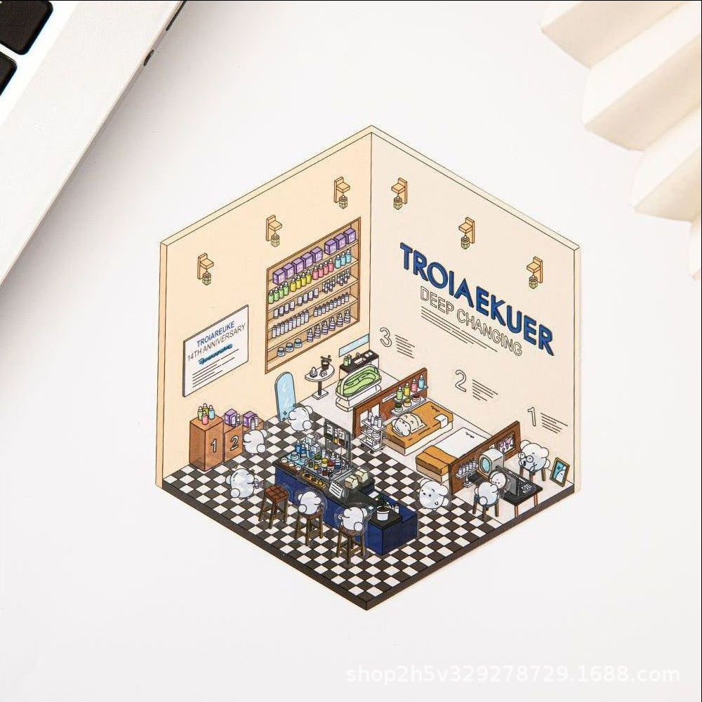 Link 37: Different Shops Themes 3D Miniature Scene Stickers No-Cut Scene Scrapbook