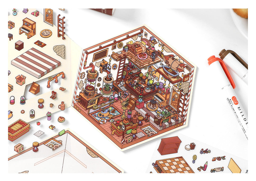 Link 50: 12 Themes Scene Stickers With Covers Scenery Journal Material Stickers