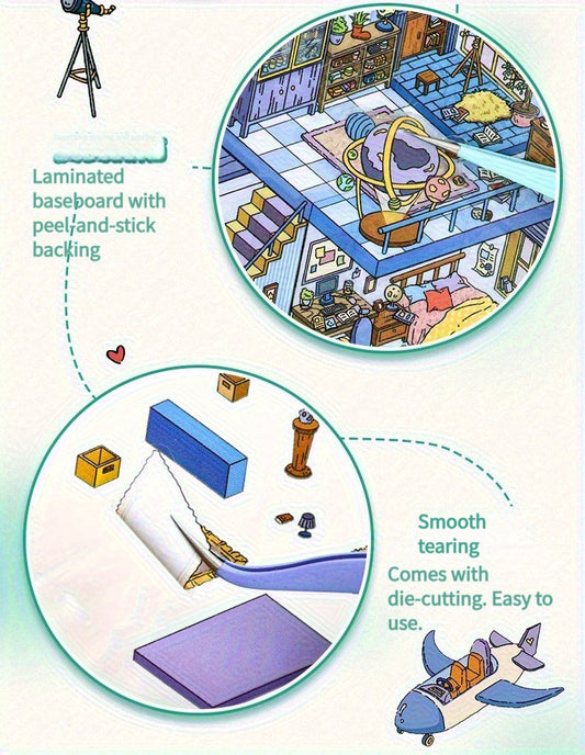 Link 13: 3D Stereoscopic Miniature Scene Stickers - Wedding Shop, Underwater World, Panda Life & Dumpling Shop Themes