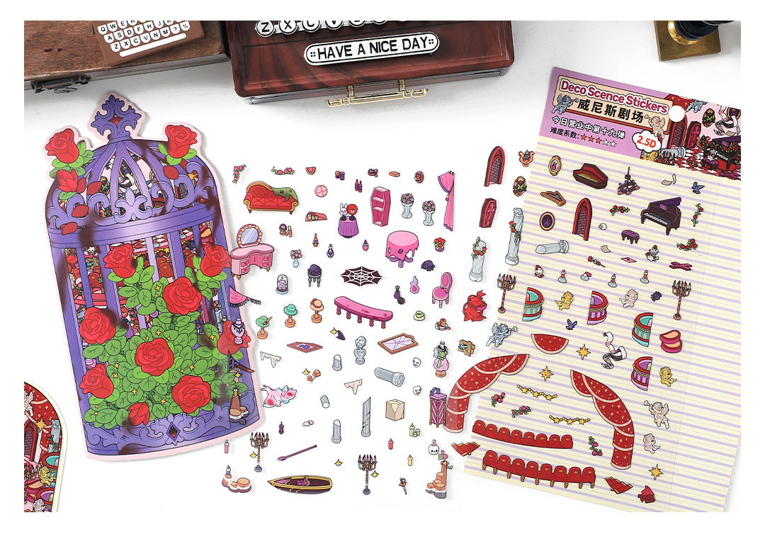 Link 50: 12 Themes Scene Stickers With Covers Scenery Journal Material Stickers