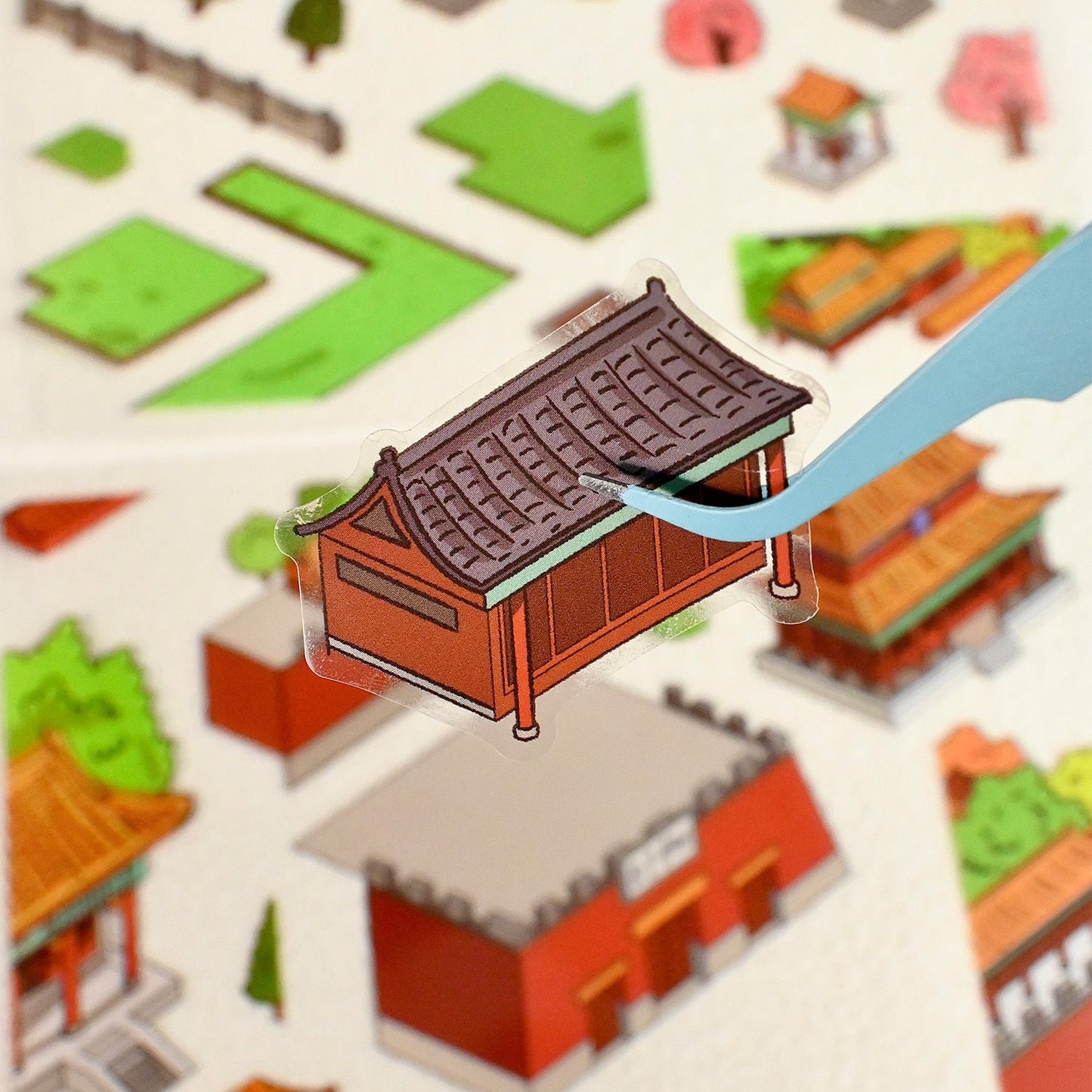 Link 21: 4 City Themes Landscape Stickers 3D Stereo Cottage Collection Stickers