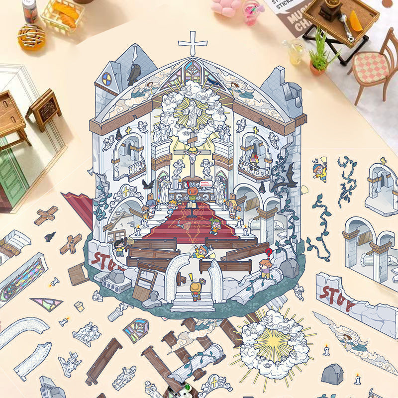 Link 22: Horror Spooky Stories Chinese Wedding Doomsday Scenery 3D DIY Scene Stickers