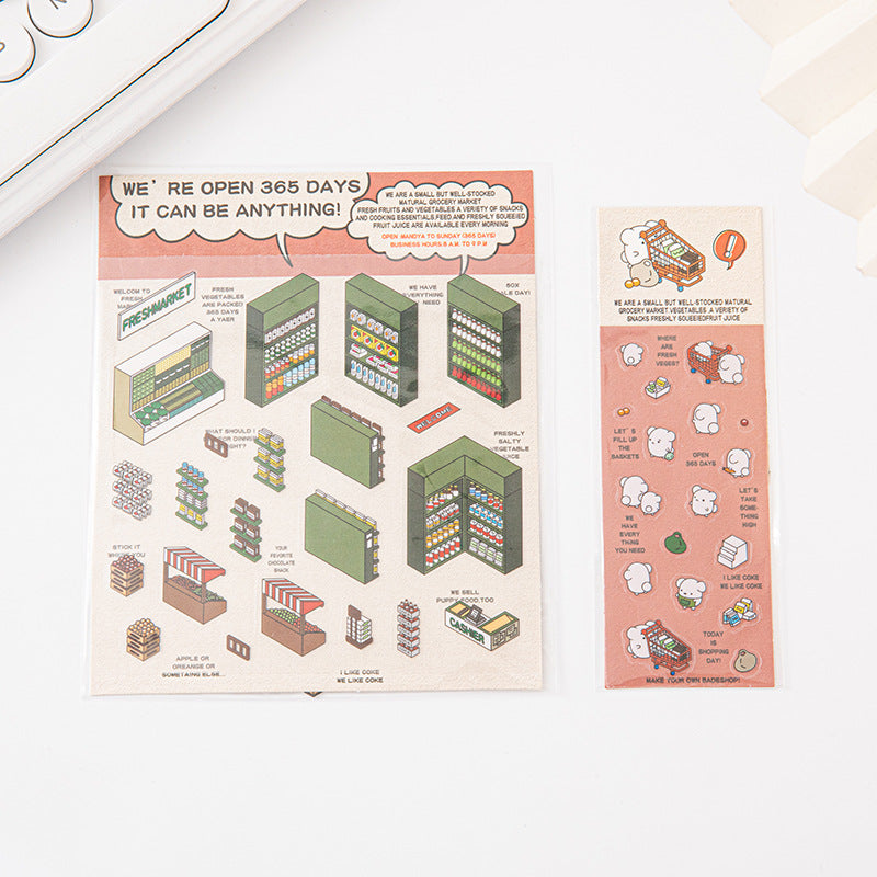 Link 37: Different Shops Themes 3D Miniature Scene Stickers No-Cut Scene Scrapbook