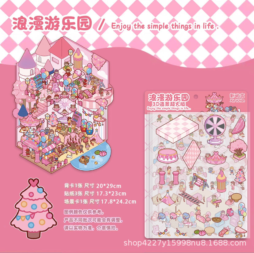 Link 61: XL Size 3D Scene Stickers Tea House | Magic House | Amusement Park