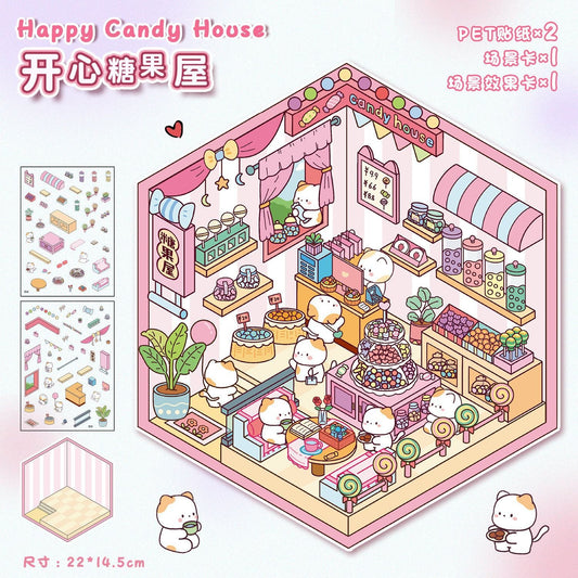 Link 20: 6 Shops Cute 3D Miniature House Miniature Scene Puzzle Children's Toy Stickers