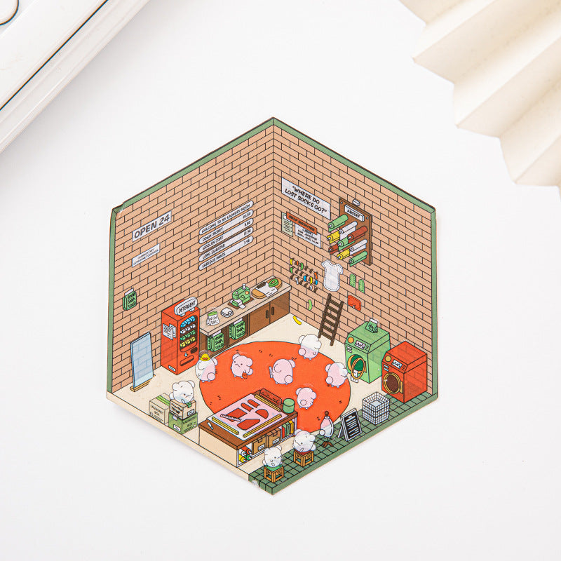 Link 37: Different Shops Themes 3D Miniature Scene Stickers No-Cut Scene Scrapbook