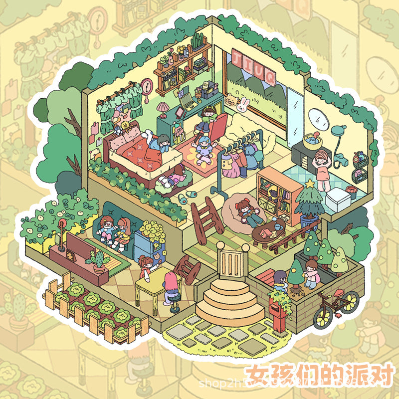 Link 38: 4 Themes Villas Fantasy Home Series Scenery Stickers