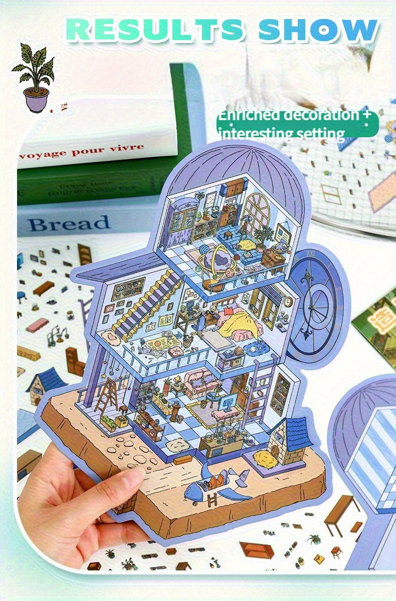 Link 10: 12 Different Scenery Stickers 3D Stickers Miniature Relief Journal Stickers