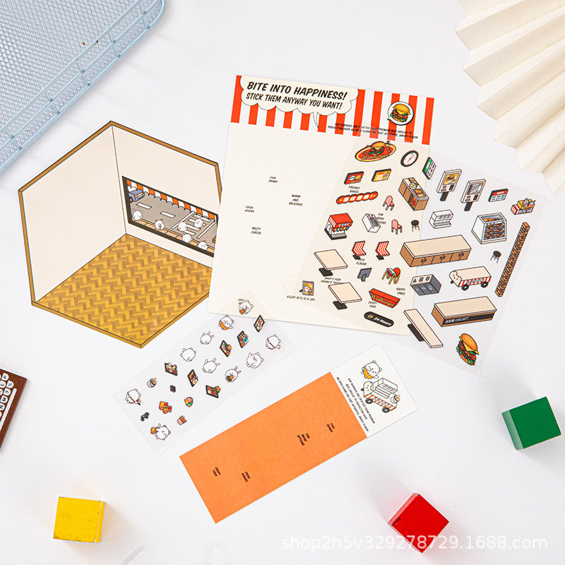Link 37: Different Shops Themes 3D Miniature Scene Stickers No-Cut Scene Scrapbook
