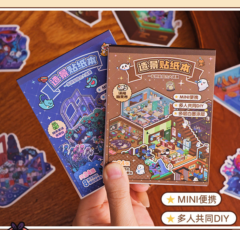 Spooky Cute Mini 3D Scene Stickers book with vibrant designs and themes, perfect for crafting fun scenes.