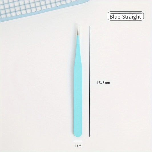 Link 7: Macaron Colorful Journal Tweezers Straight Curved Tips Stickers Handmade Journal Tools Stainless Steel Eyelash Tweezers