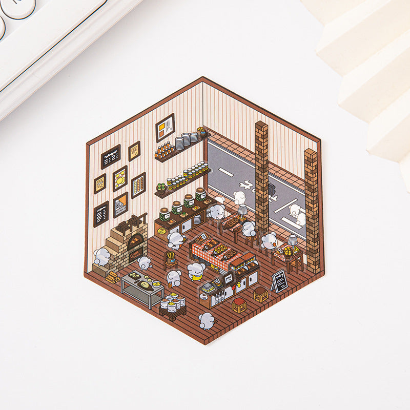 Link 37: Different Shops Themes 3D Miniature Scene Stickers No-Cut Scene Scrapbook