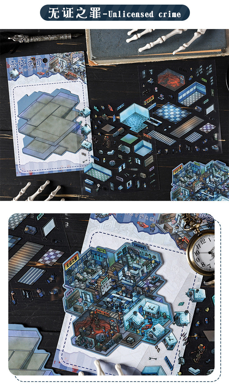 Link 49:  Spooky 3D Miniature Scene Stickers 4 Themes Scenery Stickers