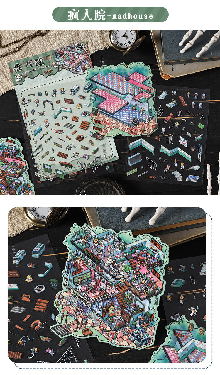 Link 49:  Spooky 3D Miniature Scene Stickers 4 Themes Scenery Stickers