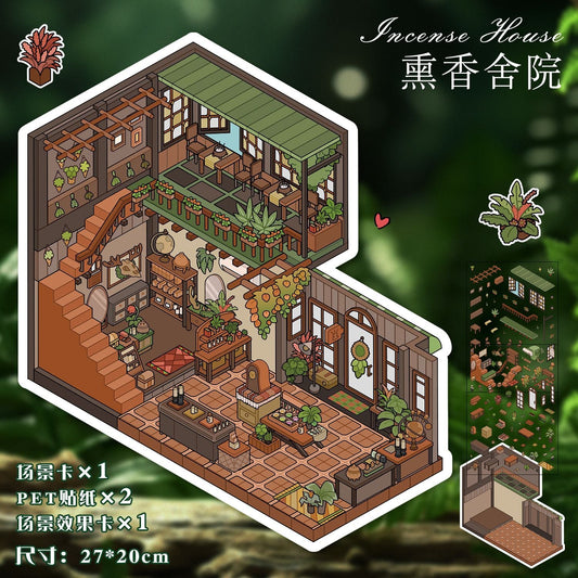 Link 18: A4 Size Large Scenery Stickers Retro Stickers 3D Stereoscopic Stickers