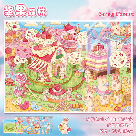 Link 16: 68.0 Large Scenery Stickers 3D Old Buildings DIY Stress Relief Journal Stickers