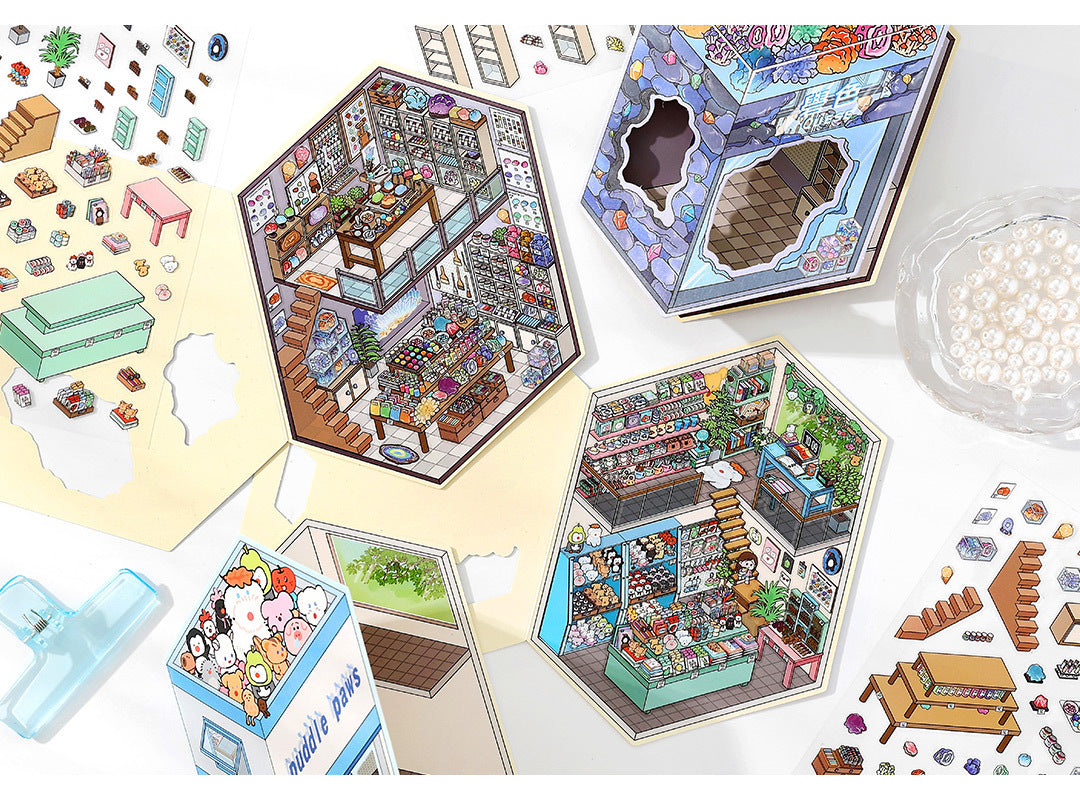 Link 50: 12 Themes Scene Stickers With Covers Scenery Journal Material Stickers