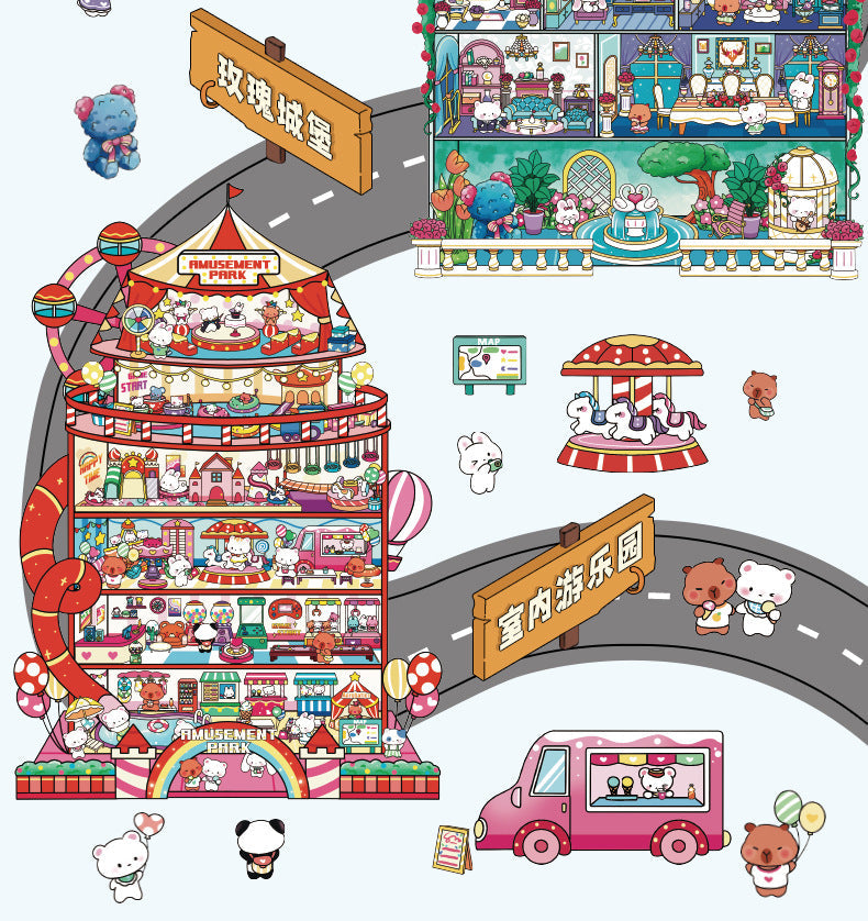Link 31: 4 Themes Mini Town Large 3D Stereoscopic Scenery Stickers DIY