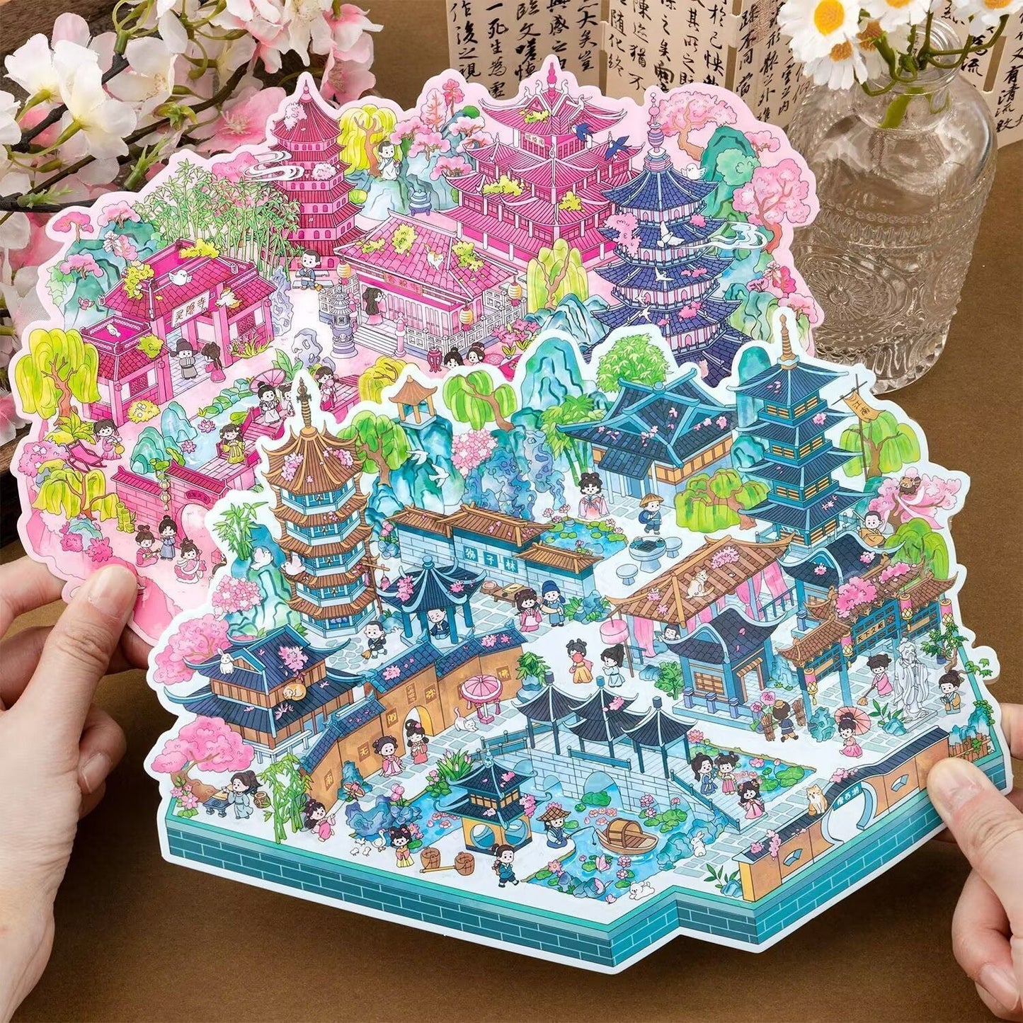 Link 27: Travel Scenery Stickers City Series Hangzhou Jiangnan Large Size High Difficulty Chinese Style