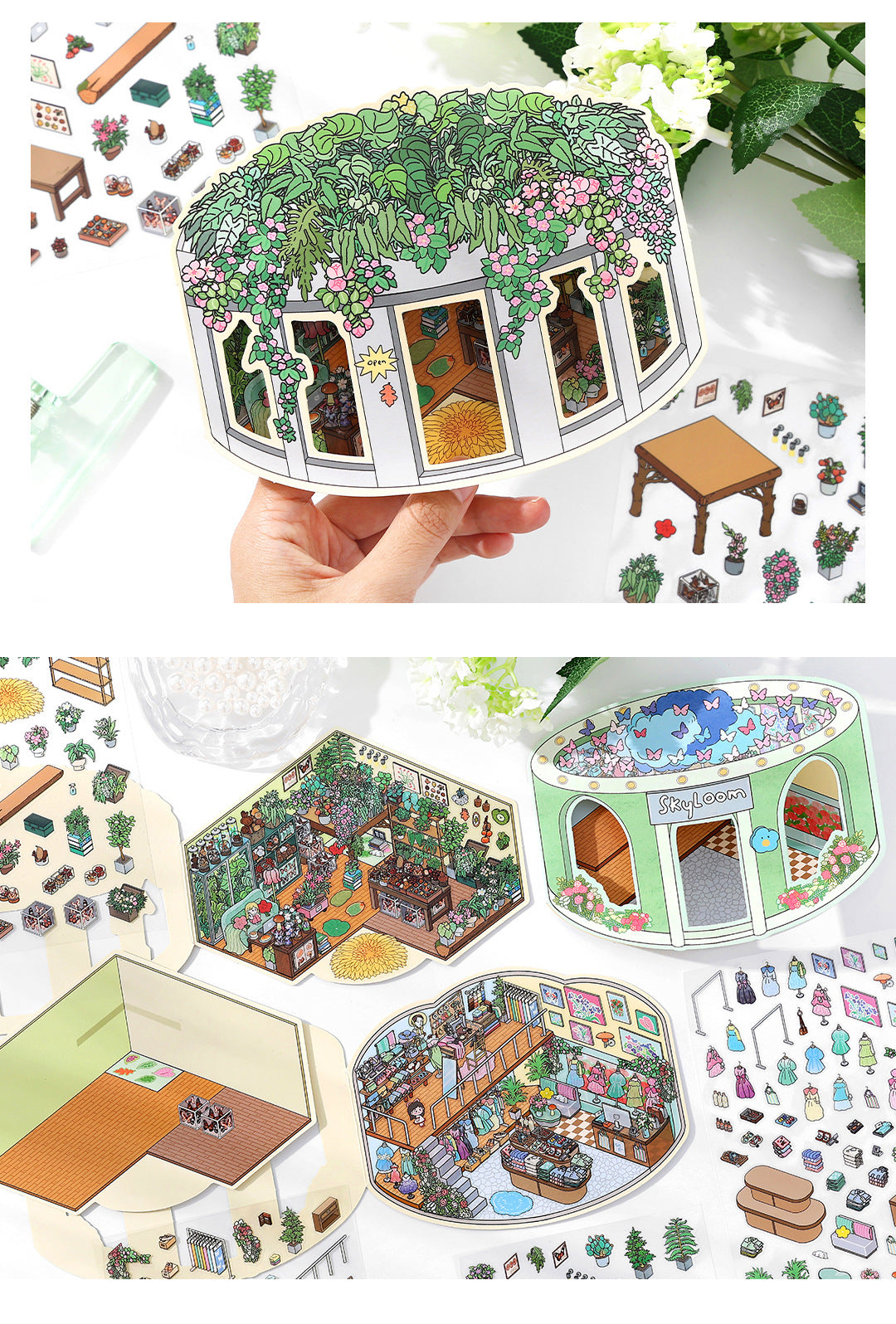 Link 50: 12 Themes Scene Stickers With Covers Scenery Journal Material Stickers