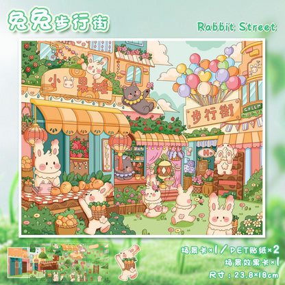Link 16: 68.0 Large Scenery Stickers 3D Old Buildings DIY Stress Relief Journal Stickers