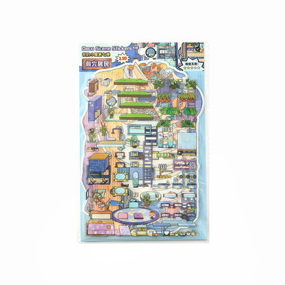 Link 50: 12 Themes Scene Stickers With Covers Scenery Journal Material Stickers