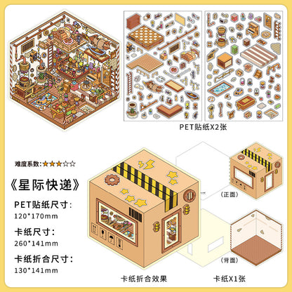 Link 50: 12 Themes Scene Stickers With Covers Scenery Journal Material Stickers