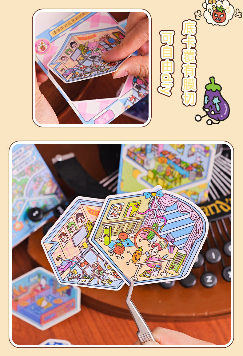 Link 46: Spooky Cute Mini 3D Scene Stickers 8 Themes 16 Sheets of Stickers In A Book