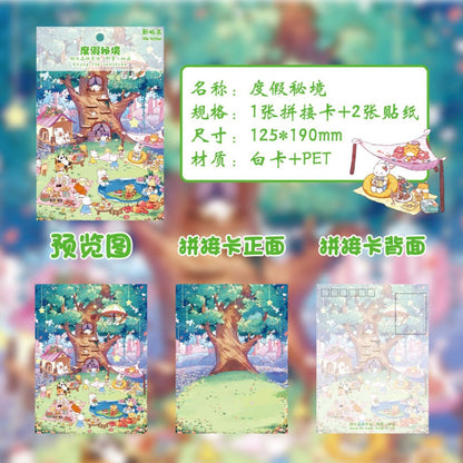 Link 63: Standard Size 3D Scene Stickers Villa | Holiday | Pool | Forest