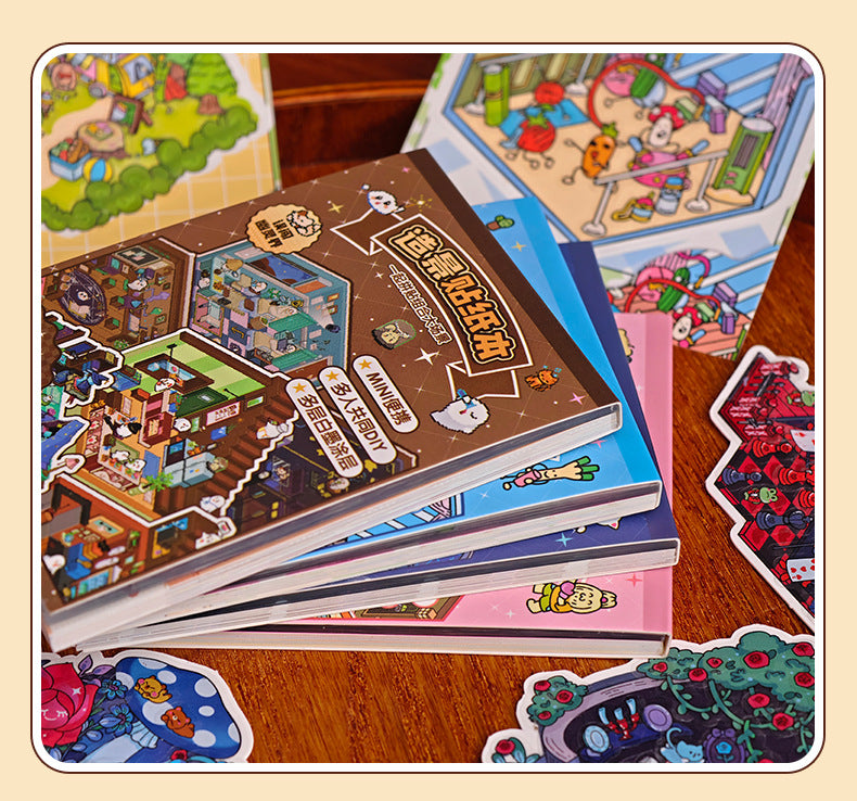 Link 46: Spooky Cute Mini 3D Scene Stickers 8 Themes 16 Sheets of Stickers In A Book