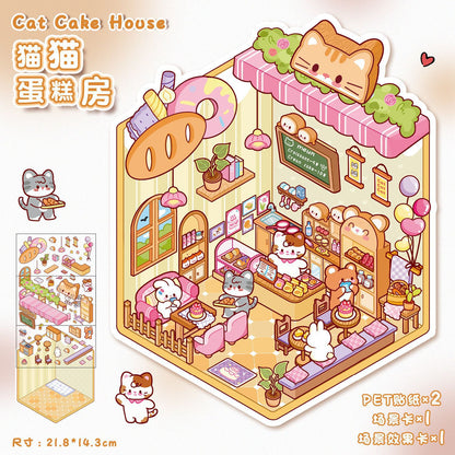Link 33: 3D Scenery Stickers Cute Houses Collage DIY Journal Stress Relief Toy