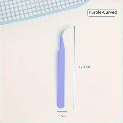 Link 7: Macaron Colorful Journal Tweezers Straight Curved Tips Stickers Handmade Journal Tools Stainless Steel Eyelash Tweezers