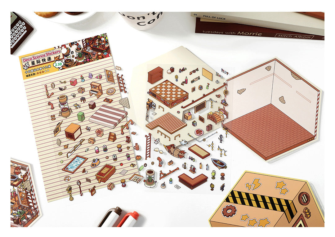 Link 50: 12 Themes Scene Stickers With Covers Scenery Journal Material Stickers