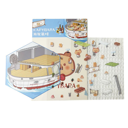 Link 56: Standard Size 3D Scene Stickers Capybara Housework | Cruise Party | Part-Time Job | Bakery