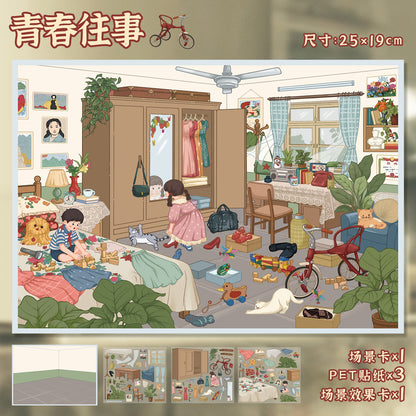 Link 35: Large Size 6 Different Rooms Shops 3D Scene Stickers DIY Stress Release