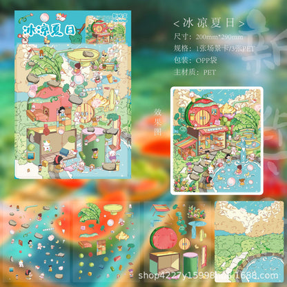 Link 64: XL Large Size 3D Scene Stickers Childhood | Summer | Spring | Inn | Bath Center | Villa